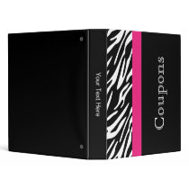 Stylish Zebra Stripe Monogram Three Ring Binders binders