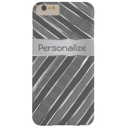 Stylish Zigzag Silver Stripes Personalized Barely There iPhone 6 Plus Case