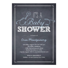 Stylishly Chalked Baby Shower Invitations - Blue Invitations