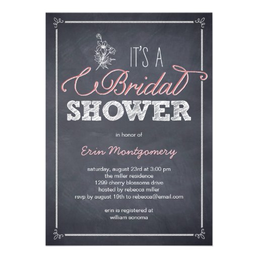 Stylishly Chalked Bridal Shower Invitations (front side)