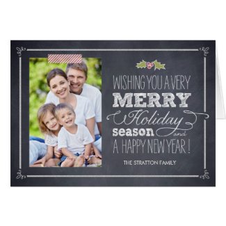 Stylishly Chalked Holiday Photo Card Card