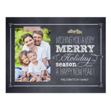 Stylishly Chalked Holiday Photo Card Postcard