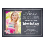 Stylishly Chalked Photo Birthday Invitation invitations