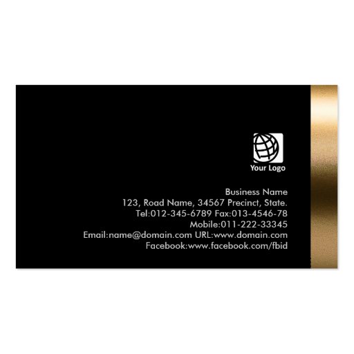 Stylist Bold Black Gold Business Card Business Cards (back side)