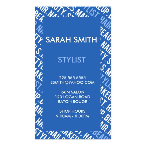 Stylist Business Card Templates (front side)