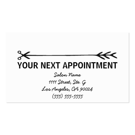 Stylist Business Cards w/Appointment Reminder Business Cards (back side)