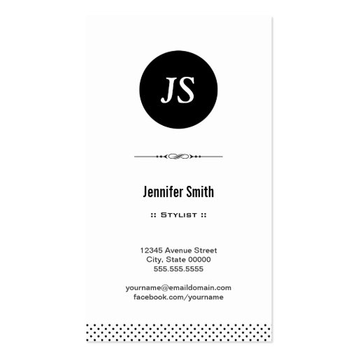 Stylist - Clean Black White Business Card (front side)