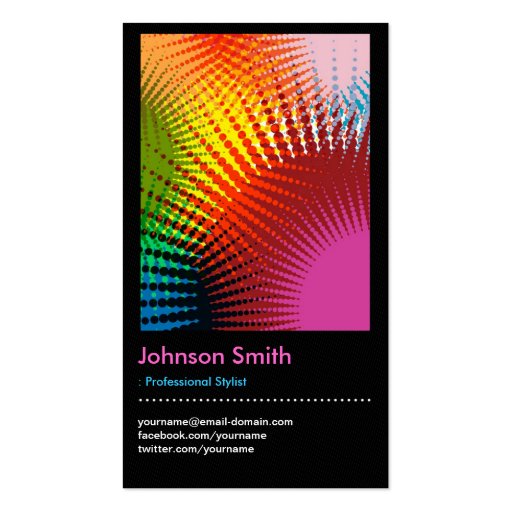 Stylist - Colorful Rainbow Abstract Pattern Business Card (front side)