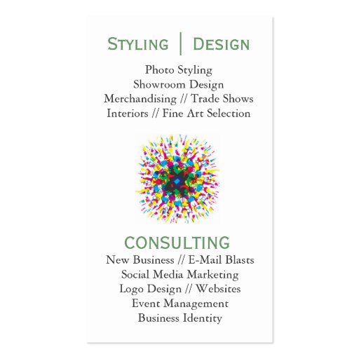 STYLIST / DESIGNER / STAGER BUSINESS CARD TEMPLATES (back side)
