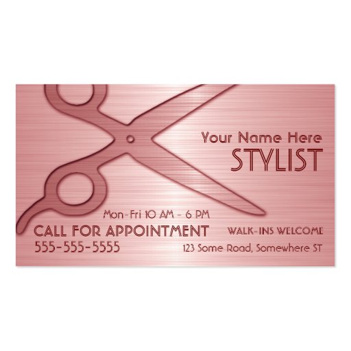 Stylist Pink Business Card Templates (front side)