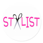 Stylist Pink with Scissors Stickers