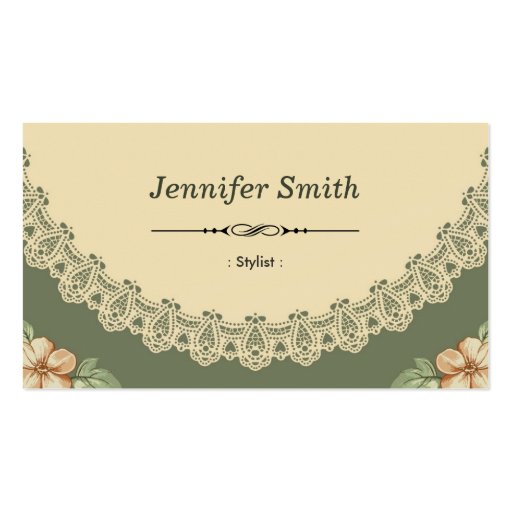 Stylist - Vintage Chic Floral Business Card Templates (front side)