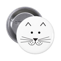 Stylized Abstract Cat Face Illustration Design Pinback Button