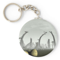 Stylized Alien City Keychain