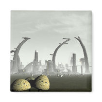 Stylized Alien City Magnet