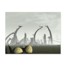 Stylized Alien City Postcard
