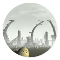 Stylized Alien City Sticker