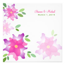 Stylized Azaleas Pink  Wedding Invitation invitations