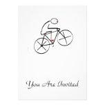 Stylized Bicyclist Design Custom Invitations