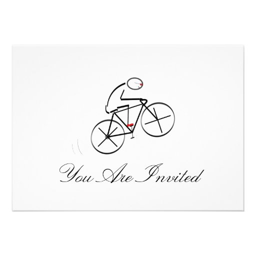 Stylized Bicyclist Design Invitations