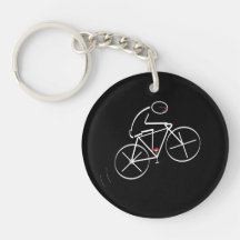 Stylized Bicyclist Design Round Acrylic Key Chain