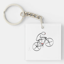 Stylized Bicyclist Design Square Acrylic Keychain