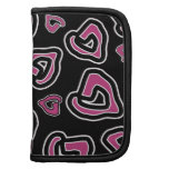 Stylized Bright Pink Hearts Folio Planner