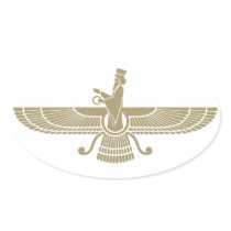 Stylized Faravahar Oval Stickers