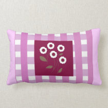 Stylized Flowers with pink gingham pillow