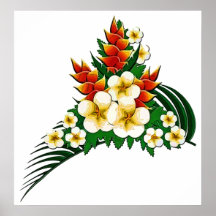 Stylized Ginger & Plumeria Fronds Posters