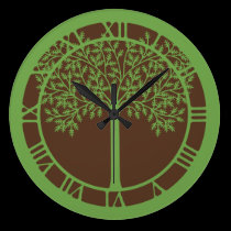 Stylized Green tree wall clocks