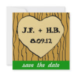 Stylized Initials Carved into Tree Save the Date Custom Invites