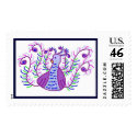 Stylized Peacock by Wendy C. Allen postage