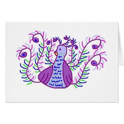 Stylized Purple Peacock card by eelkat
