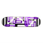 Stylized Rectangles Purple/Black Skate Board