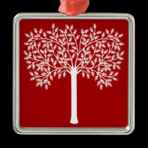 Stylized Red And White Tree ornaments