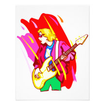 Stylized rock bass player graphic design image personalized announcements