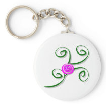 Stylized Rose and Swirls Keychain keychains