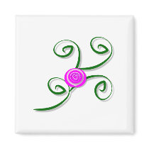 Stylized Rose and Swirls Magnet magnets