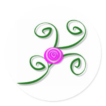 Stylized Rose and Swirls Sticker by Angelas_Designs Stylized Rose and Swirls Sticker