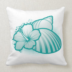 Stylized seashells 4 blue throw pillow