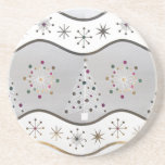 Stylized Silver Tree Drink Coaster