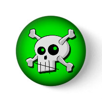 Stylized Skull Button (Green)