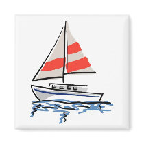 Stylized Tropical Sailboat magnets by White_Wedding Stylized Tropical Sailboat magnets