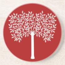 Stylized White And Red Tree coasters