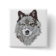 Stylized Wolf Head button