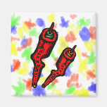 Stylized woody red peppers magnets