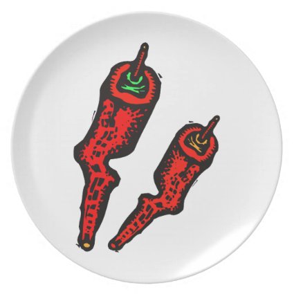 Stylized woody red peppers plates