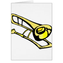 stylized yellow trombone graphic image card