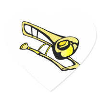 stylized yellow trombone graphic image sticker